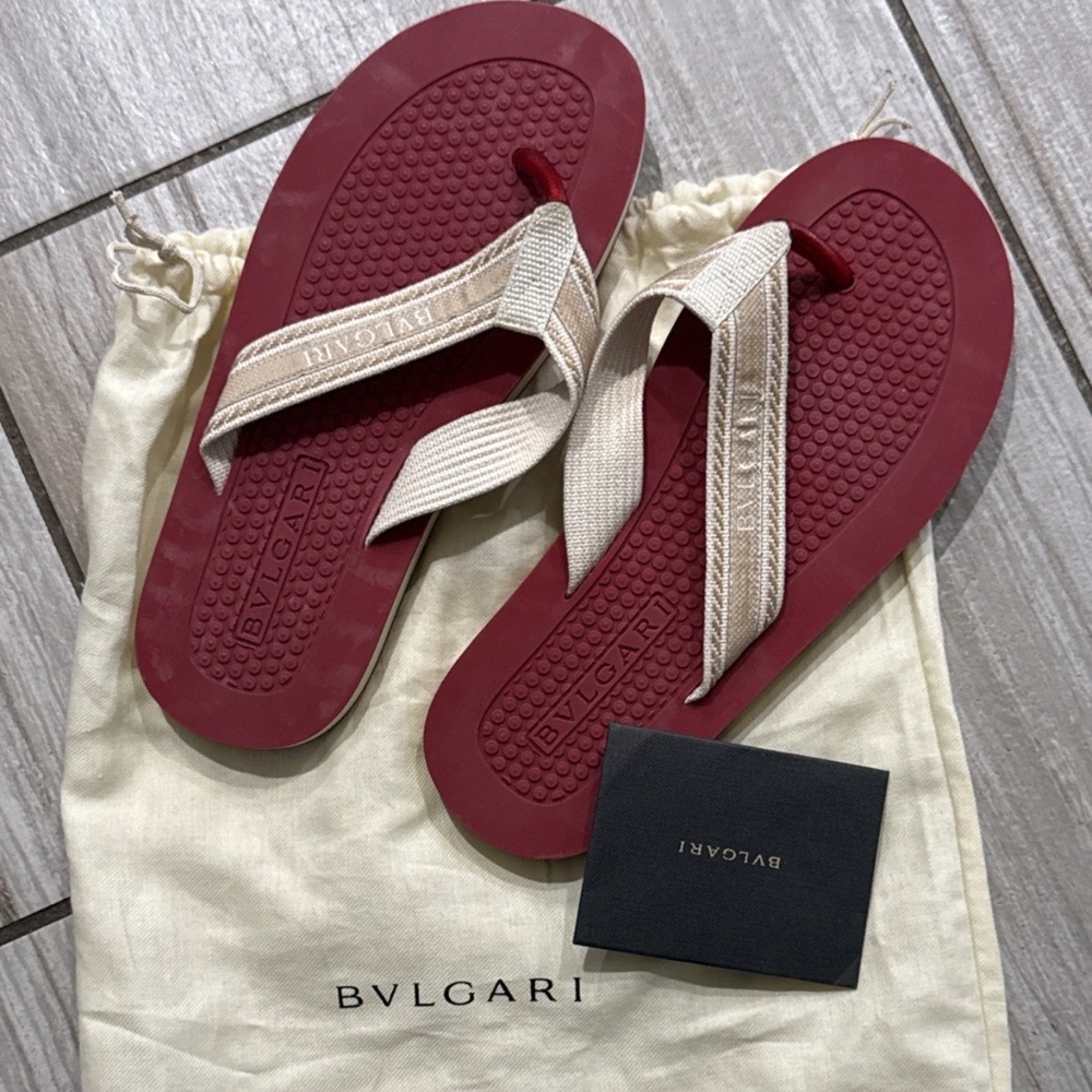 Bvlgari Woman's Red Sandals Flip Flops